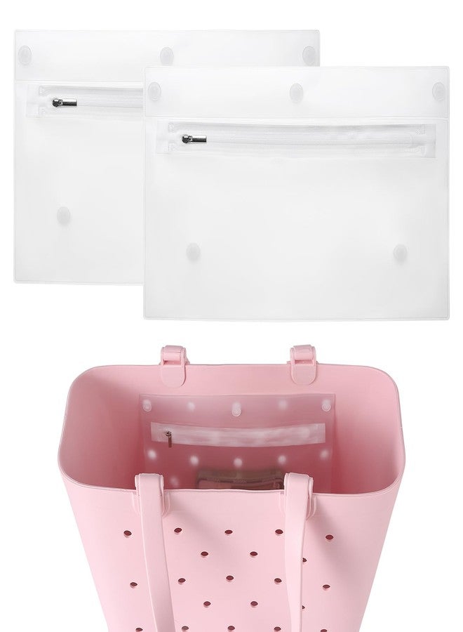 MITCHENIFY Clear Zipper Pouches Insert Compatible with Simple Modern Bag Large/Extra Large, Accessories for Rubber Beach Bag, Waterproof Plastic Pouches Inside, 2 Packs - Image 1